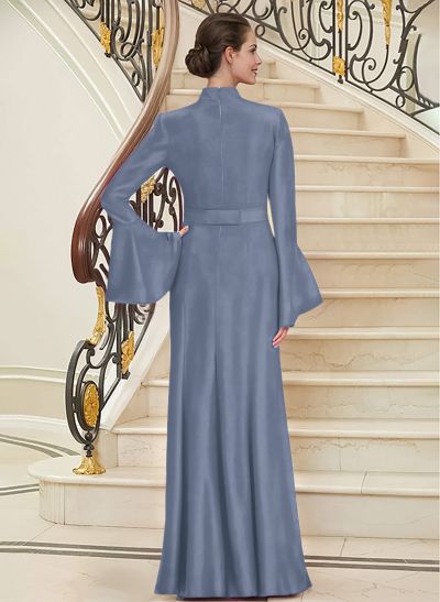 High Neck Long Sleeves Elegant Beading Mother Of The Bride Dresses