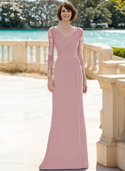 Sheath/Column V-Neck Floor-Length Sequined Mother Of The Bride Dresses