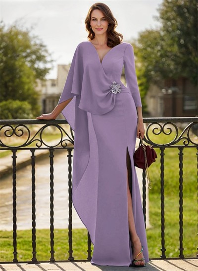 Sheath/Column V-Neck Mother Of The Bride Dresses With Flower(s)