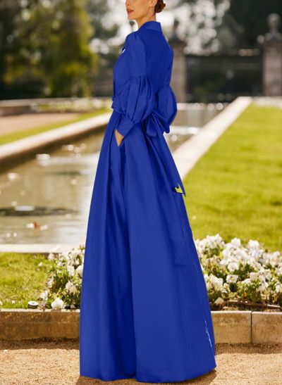 A-Line V-Neck Long Sleeves Taffeta Mother Of The Bride Dresses With Split Front