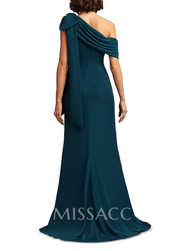 Asymmetrical Sleeveless Sweep Train Crepe Satin Mother Of The Bride Dresses