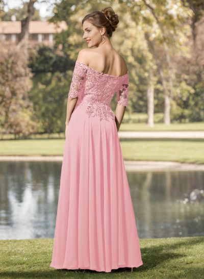 A-Line Off-The-Shoulder 1/2 Sleeves Mother Of The Bride Dresses With Split Front