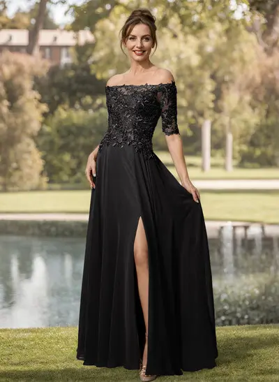 A-Line Off-The-Shoulder 1/2 Sleeves Mother Of The Bride Dresses