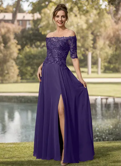 A-Line Off-The-Shoulder 1/2 Sleeves Mother Of The Bride Dresses