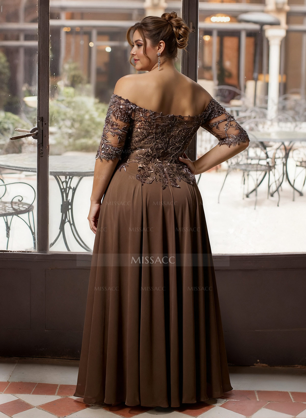 A-Line Off-The-Shoulder 1/2 Sleeves Mother Of The Bride Dresses With Split Front