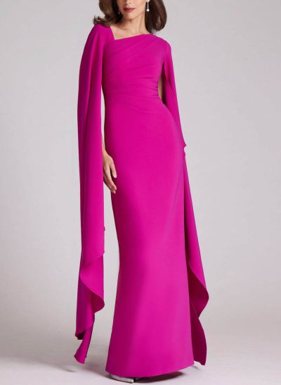 Simple Asymmetrical Neck Mother Of The Bride Dresses With Elastic Satin