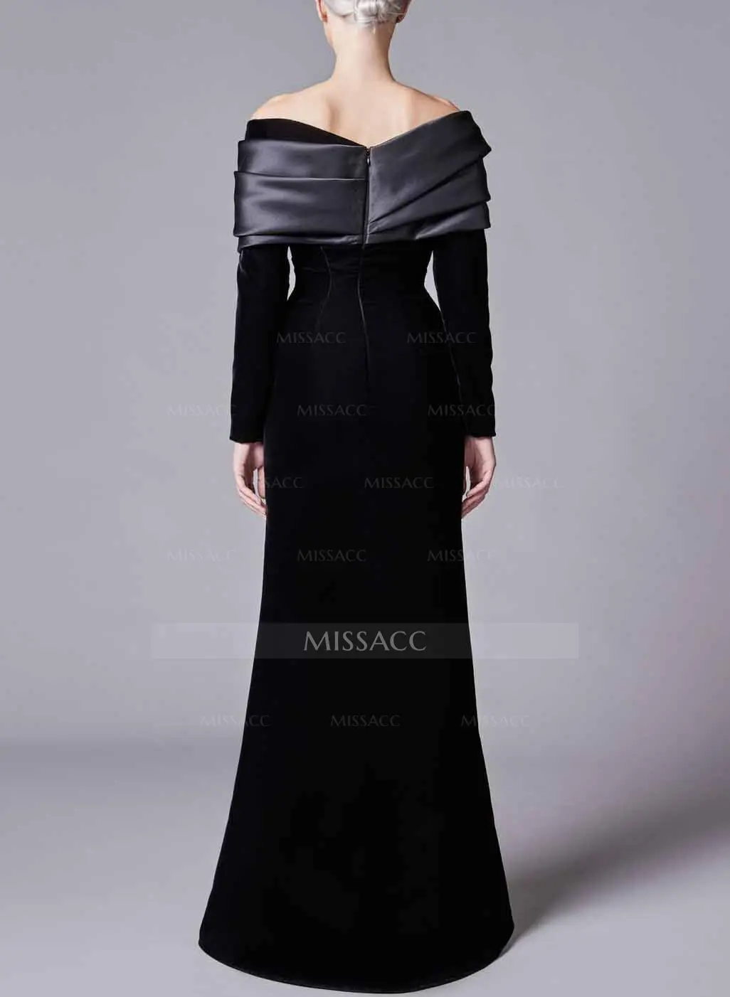 fitted lace wedding dress Off-The-Shoulder Velvet Embroidered Dress main image 0