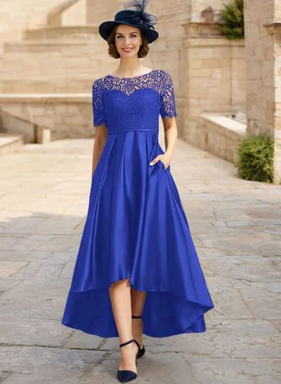 a line cocktail dress with short sleeves Pleated V Neck A Line Midi Cocktail Dress