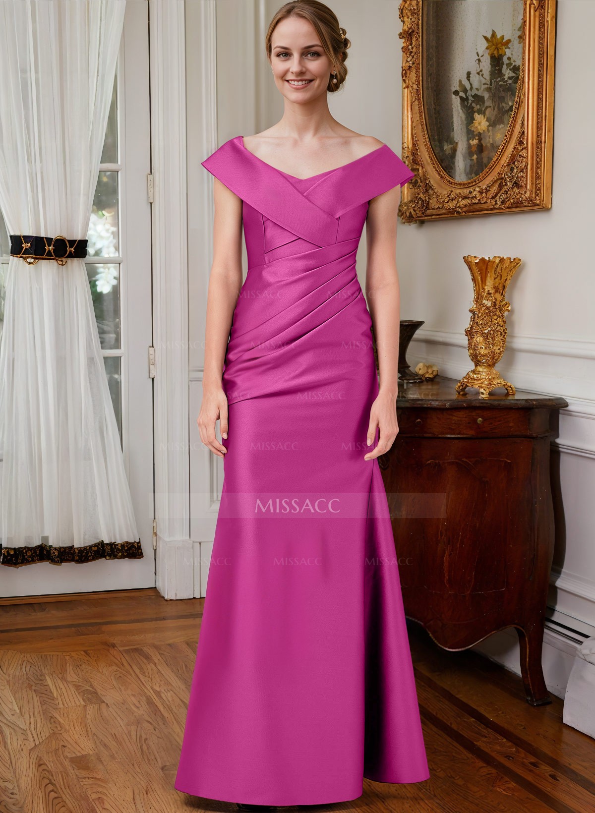 Simple Cap Shoulder Sheath/Column Mother Of The Bride Dresses