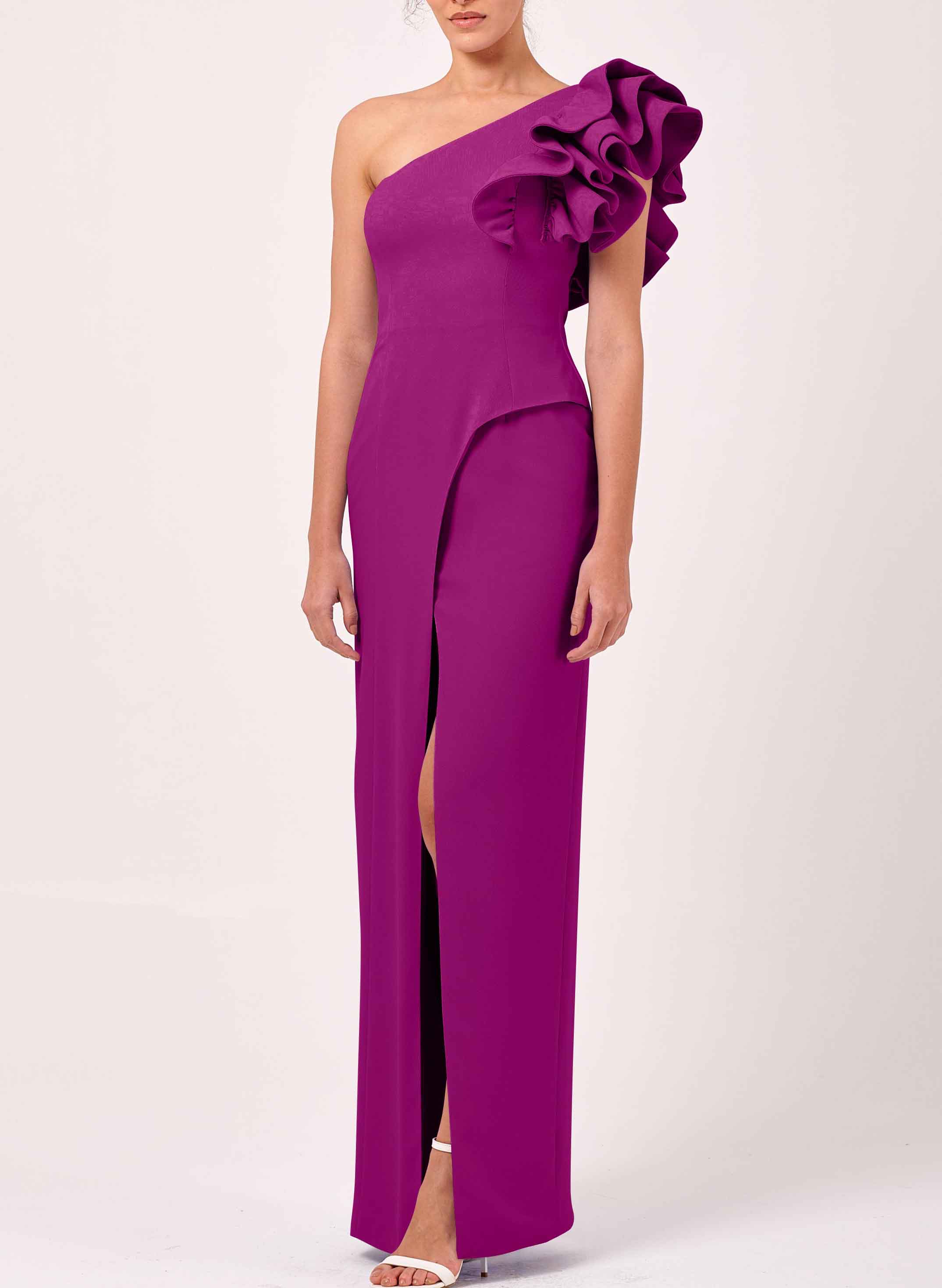 Elegant One-Shoulder Sheath/Column Mother Of The Bride Dresses With Cascading Ruffles