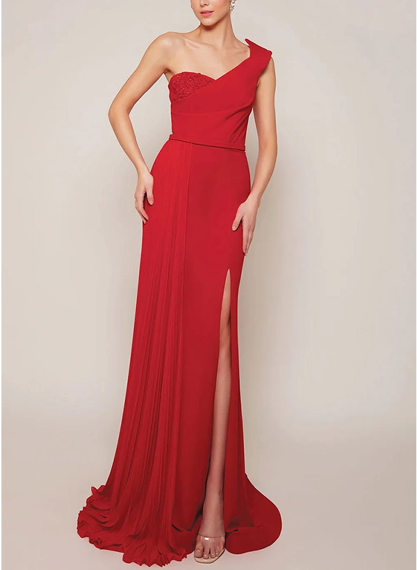 One-Shoulder Sleeveless Mother Of The Bride Dresses With Split Front