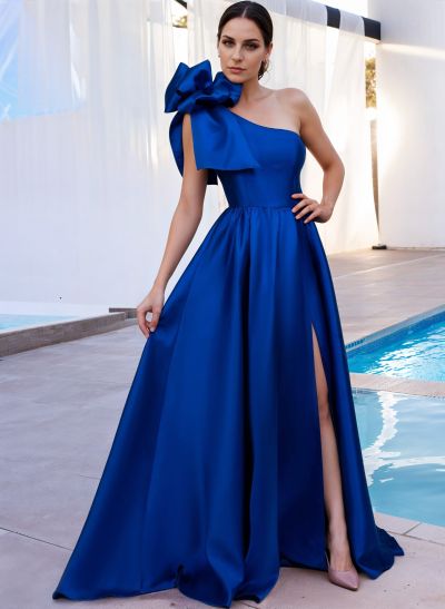 A-Line One-Shoulder Sleeveless Mother Of The Bride Dresses With Split Front