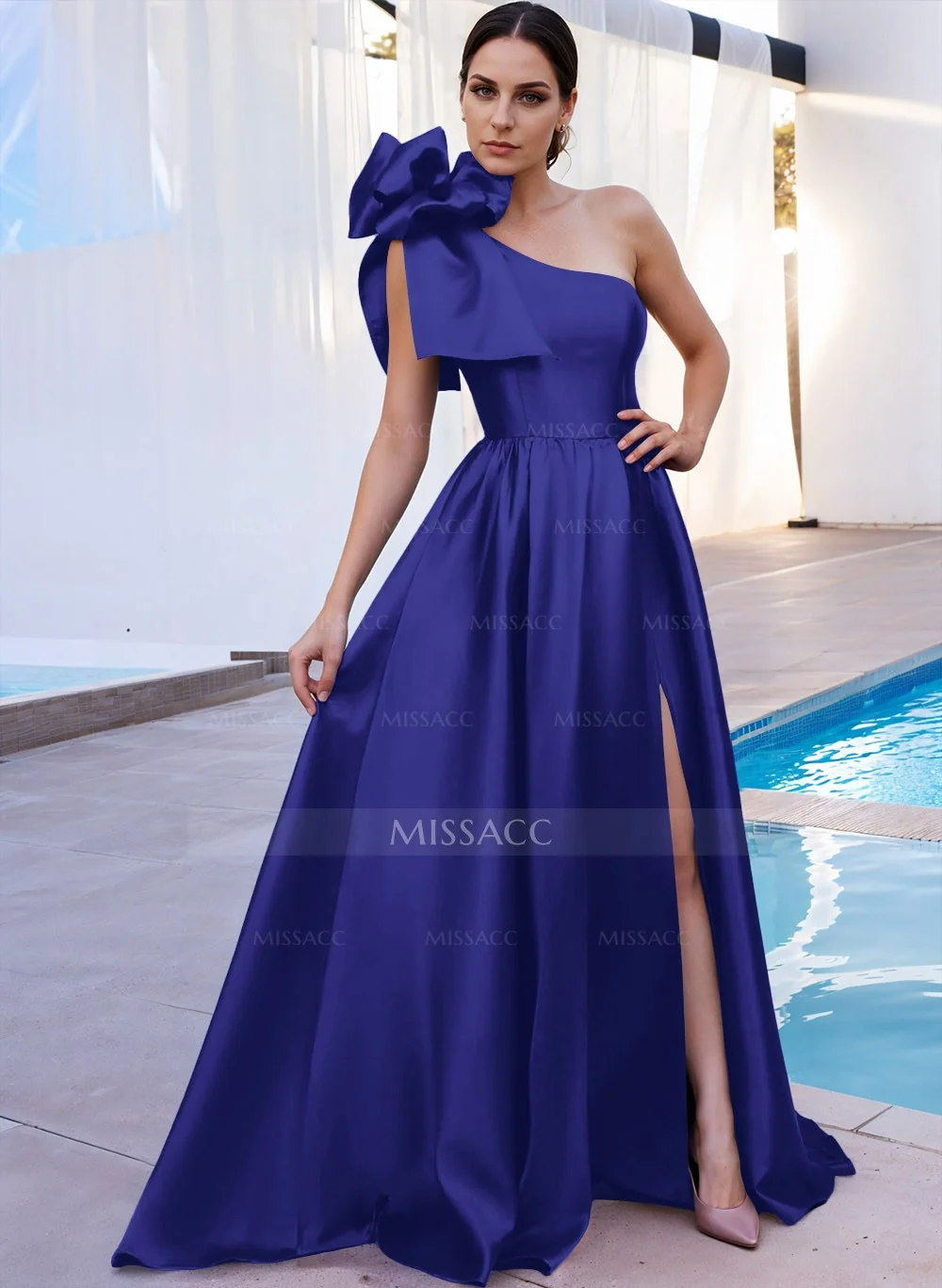 L'Amorae Elegante Vestido De Fiesta De Boda De Un Solo Hombro Con