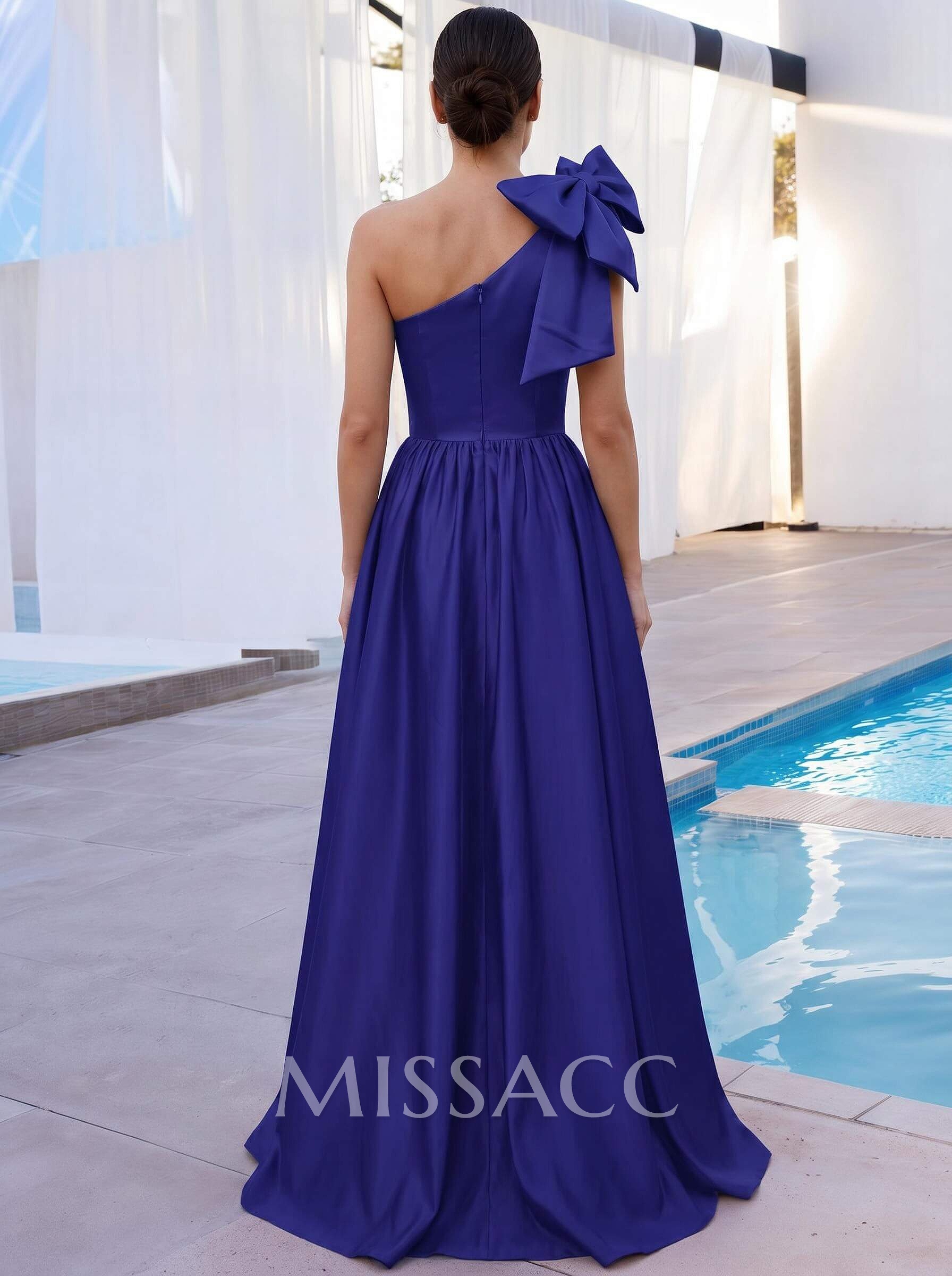 A-Line One-Shoulder Sleeveless Mother Of The Bride Dresses With Split Front