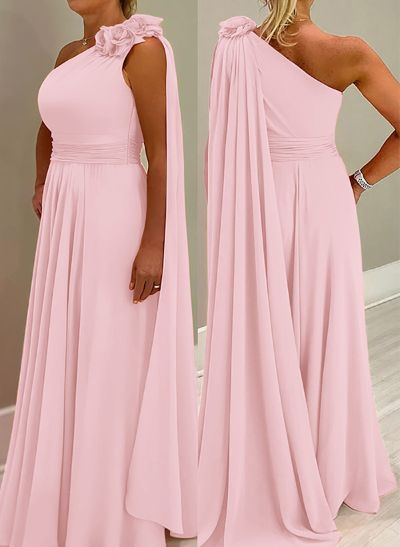 A-Line One-Shoulder Chiffon Mother Of The Bride Dresses With Flower(s)