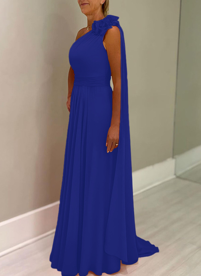 A-Line One-Shoulder Chiffon Mother Of The Bride Dresses With Flower(s)
