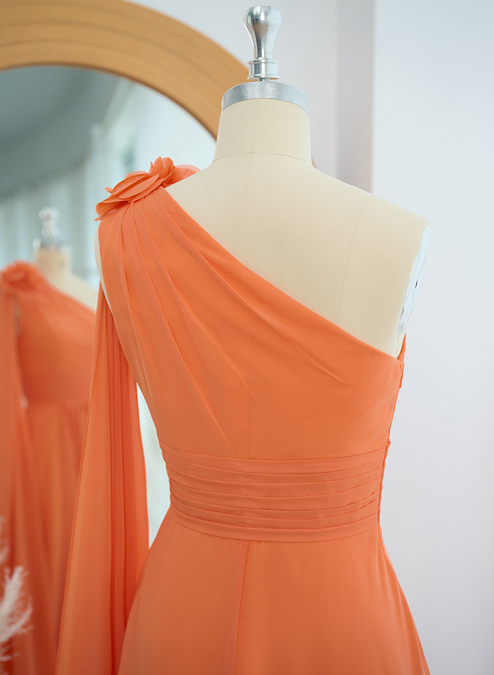 A-Line One-Shoulder Chiffon Mother Of The Bride Dresses With Flower(s)