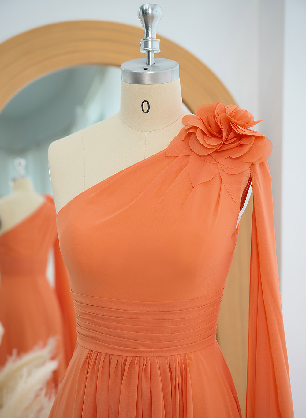 A-Line One-Shoulder Chiffon Mother Of The Bride Dresses With Flower(s)