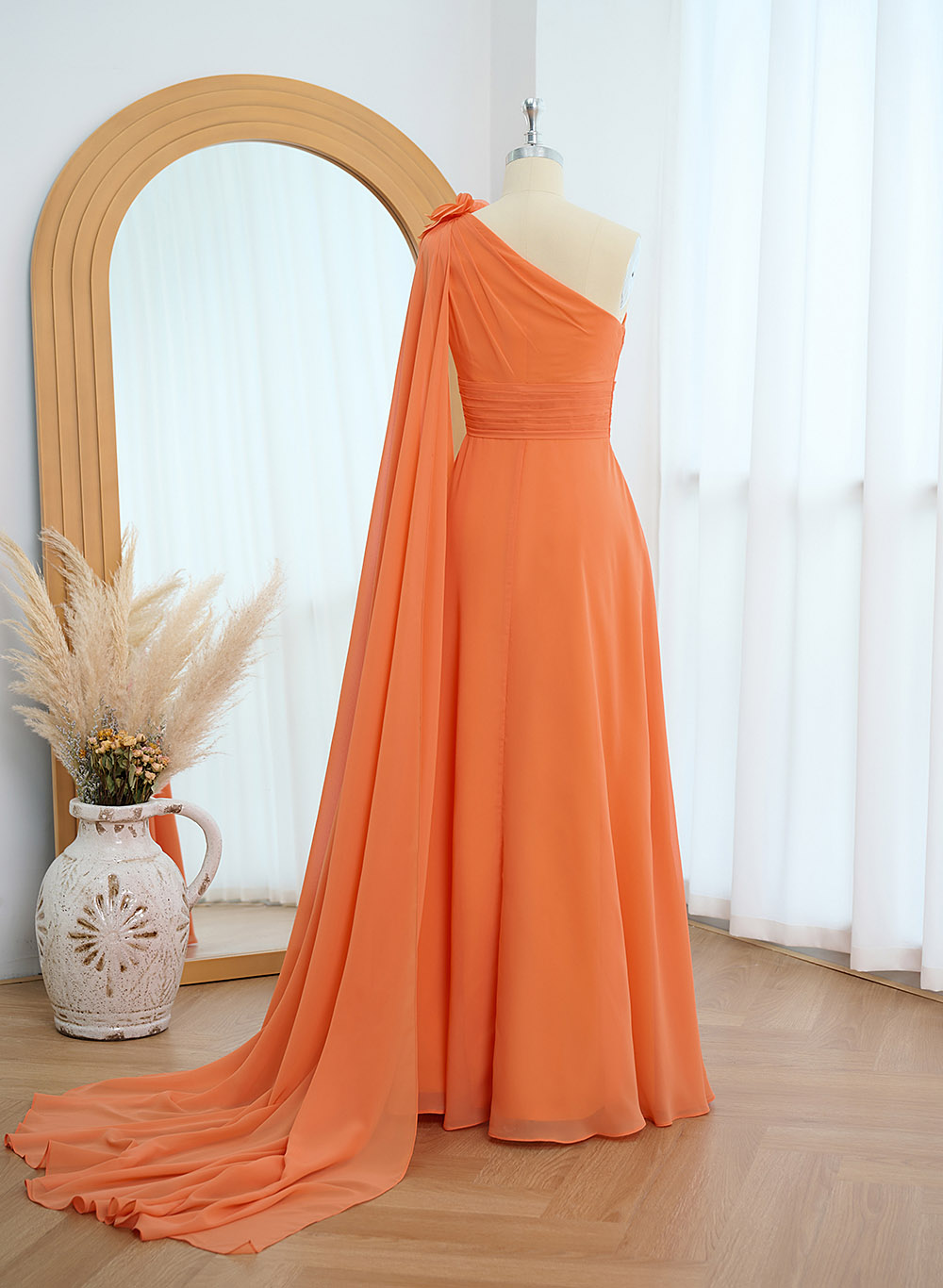 A-Line One-Shoulder Chiffon Mother Of The Bride Dresses With Flower(s)