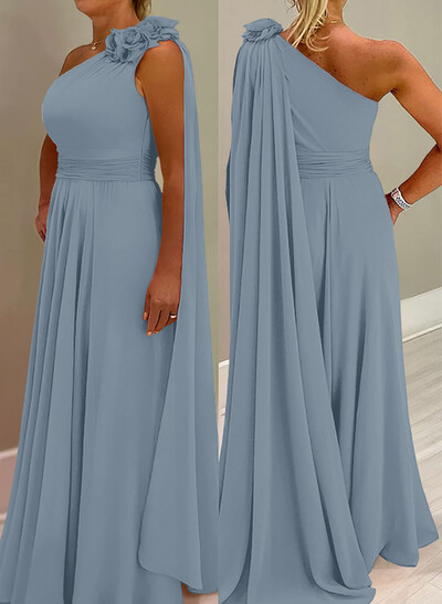 A-Line One-Shoulder Chiffon Mother Of The Bride Dresses With Flower(s)