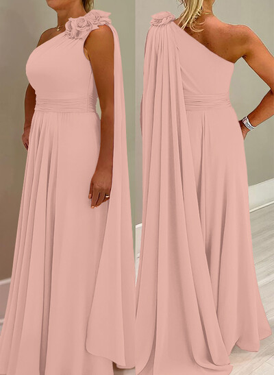 A-Line One-Shoulder Chiffon Mother Of The Bride Dresses With Flower(s)