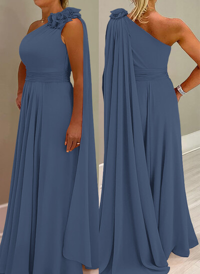 A-Line One-Shoulder Chiffon Mother Of The Bride Dresses With Flower(s)