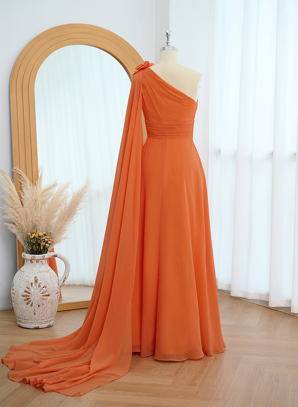 A-Line One-Shoulder Chiffon Mother Of The Bride Dresses With Flower(s)
