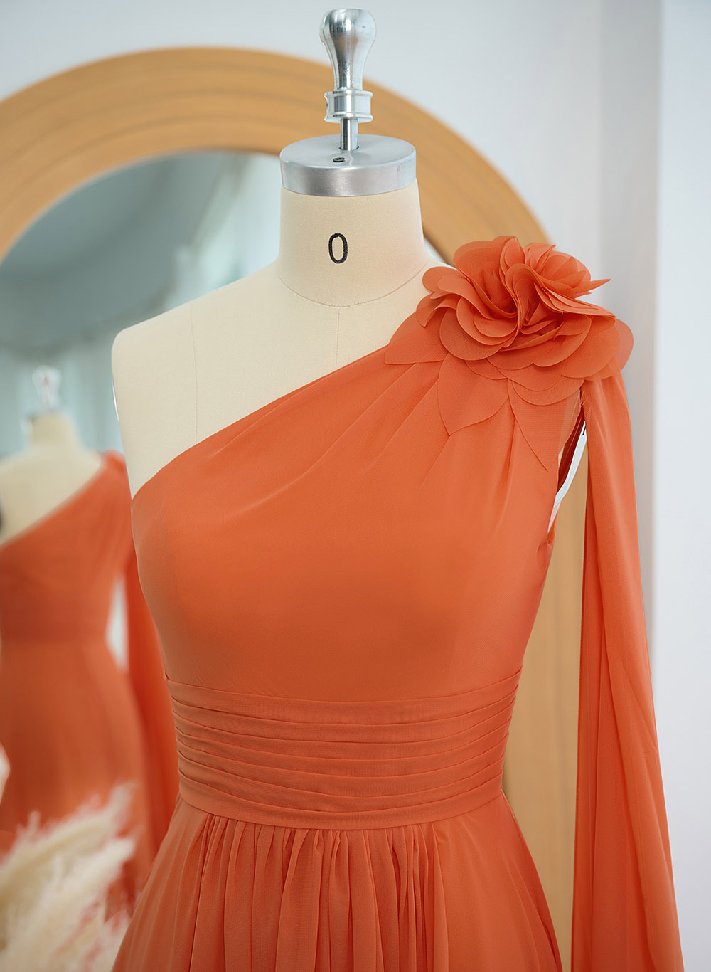 A-Line One-Shoulder Chiffon Mother Of The Bride Dresses With Flower(s)