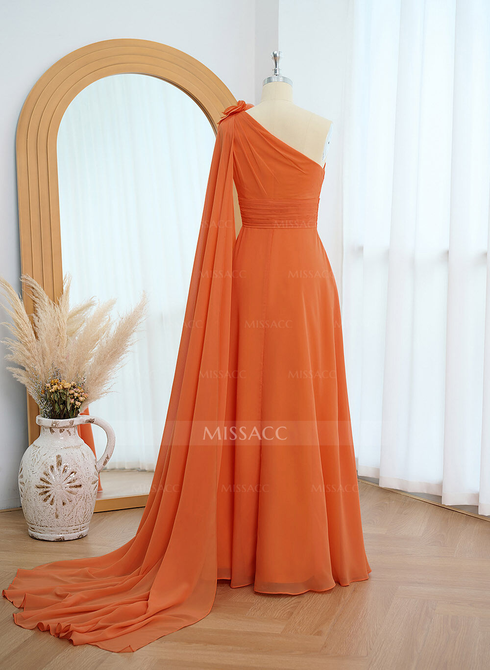 A-Line One-Shoulder Chiffon Mother Of The Bride Dresses With Flower(s)