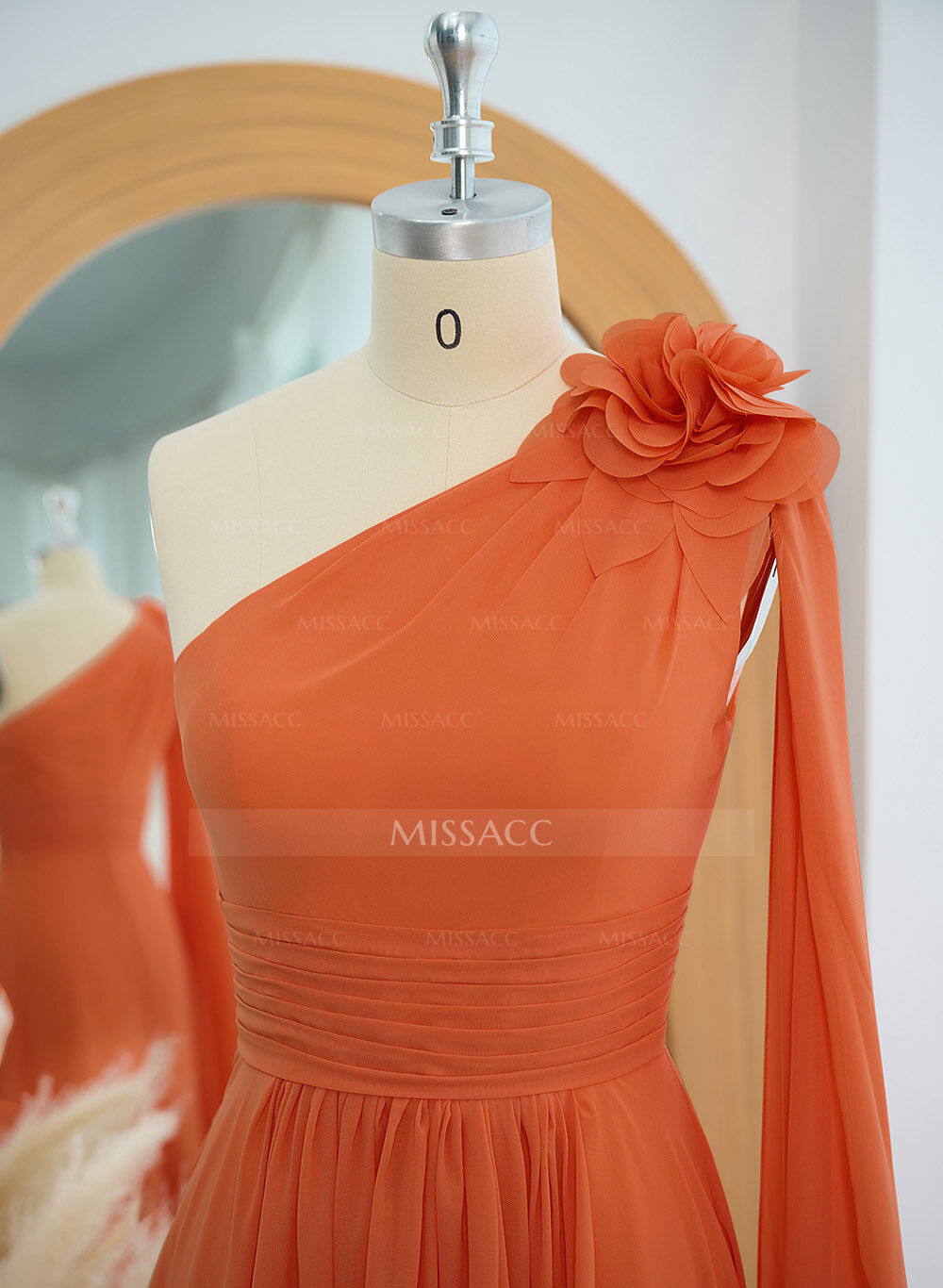 A-Line One-Shoulder Chiffon Mother Of The Bride Dresses With Flower(s)