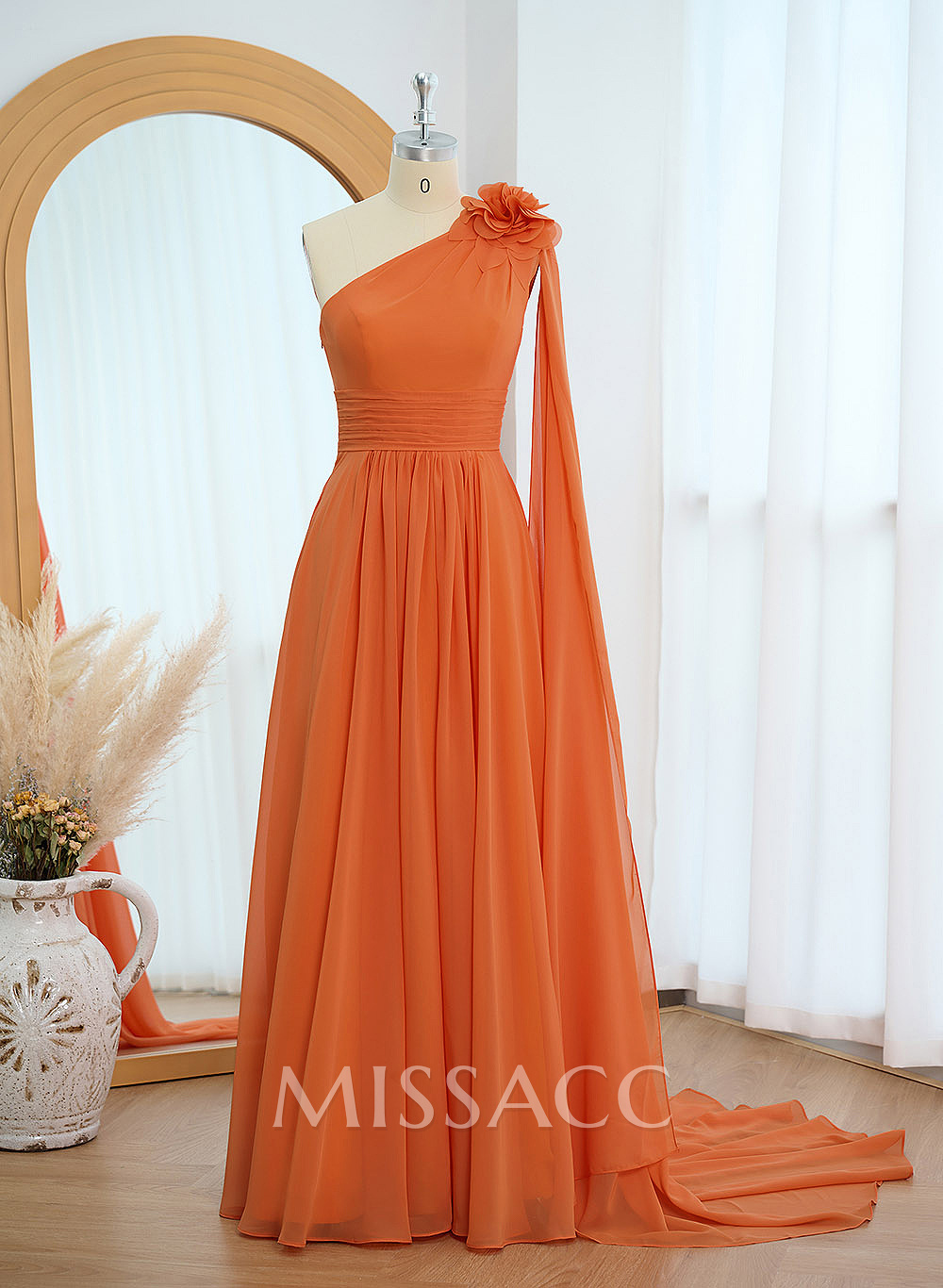 A-Line One-Shoulder Chiffon Mother Of The Bride Dresses With Flower(s)