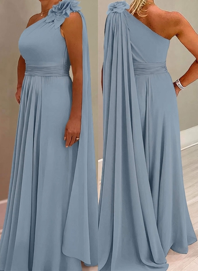 A-Line One-Shoulder Chiffon Mother Of The Bride Dresses With Flower(s)