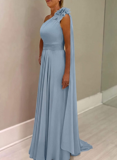 A-Line One-Shoulder Chiffon Mother Of The Bride Dresses With Flower(s)