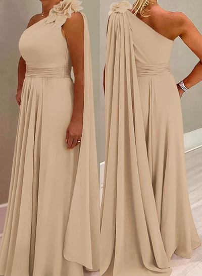 A-Line One-Shoulder Chiffon Mother Of The Bride Dresses With Flower(s)