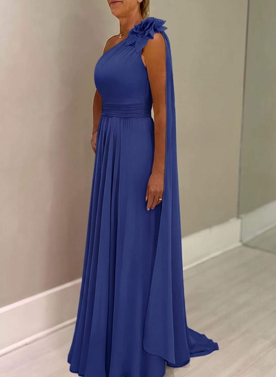 A-Line One-Shoulder Chiffon Mother Of The Bride Dresses With Flower(s)