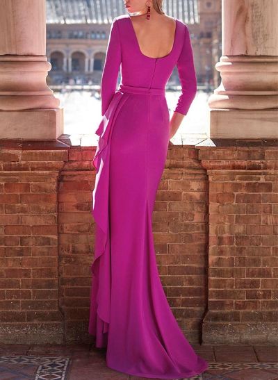 Sheath/Column V-Neck Chiffon Mother Of The Bride Dresses With Split Front