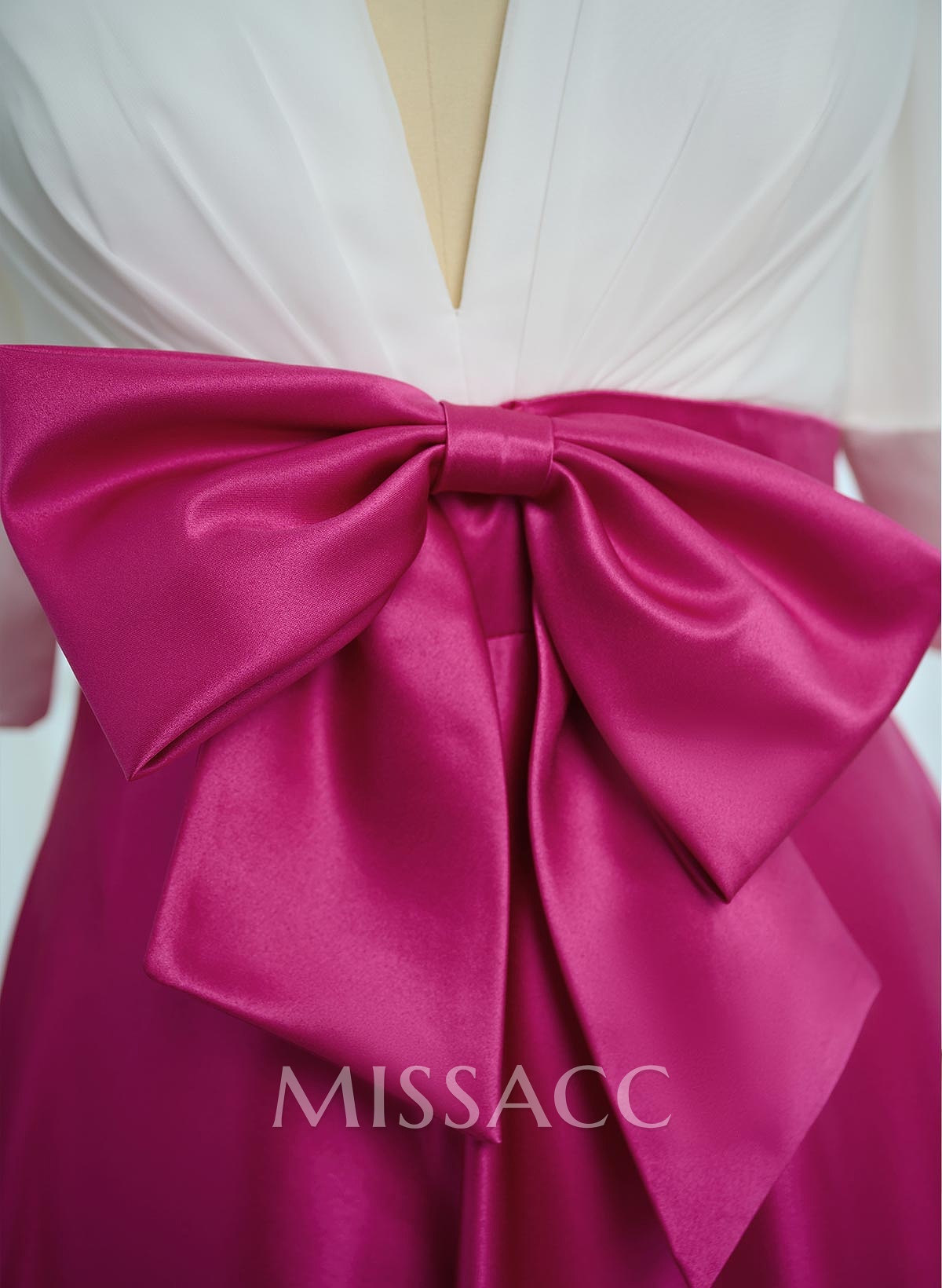 A-Line V-Neck 1/2 Sleeves Satin Mother Of The Bride Dresses With Bow(s) A-Line V-Neck 1/2 Sleeves Satin Mother Of The Bride Dresses With Bow(s)