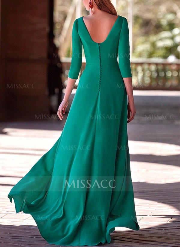 A-Line Scoop Chiffon Mother Of The Bride Dresses With Split Front