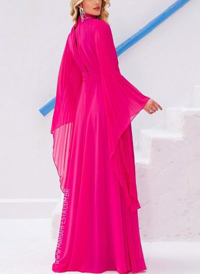 A-Line Halter Long Sleeves Floor-Length Chiffon Mother Of The Bride Dresses