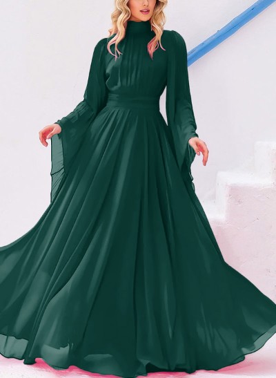 A-Line Halter Long Sleeves Floor-Length Chiffon Mother Of The Bride Dresses