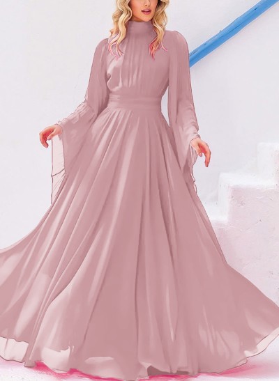 A-Line Halter Long Sleeves Floor-Length Chiffon Mother Of The Bride Dresses