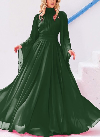 A-Line Halter Long Sleeves Floor-Length Chiffon Mother Of The Bride Dresses