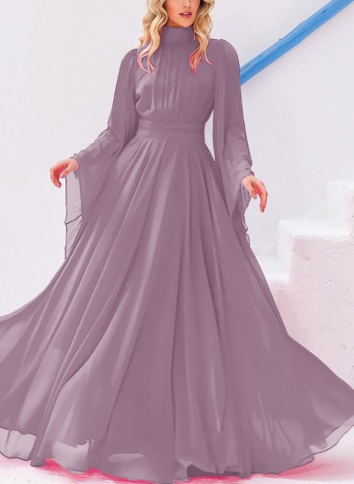 A-Line Halter Long Sleeves Floor-Length Chiffon Mother Of The Bride Dresses