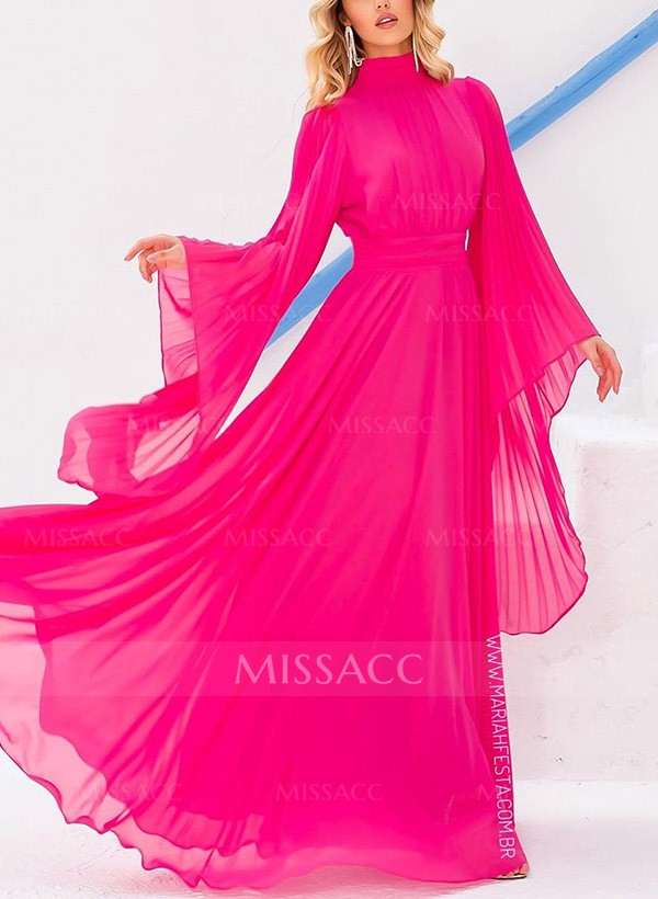 A-Line Halter Long Sleeves Floor-Length Chiffon Mother Of The Bride Dresses