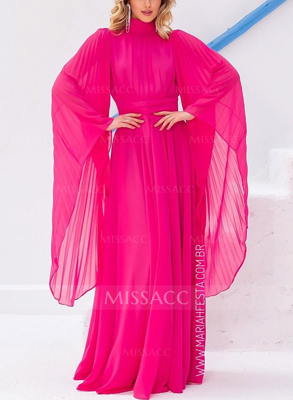 A-Line Halter Long Sleeves Floor-Length Chiffon Mother Of The Bride Dresses