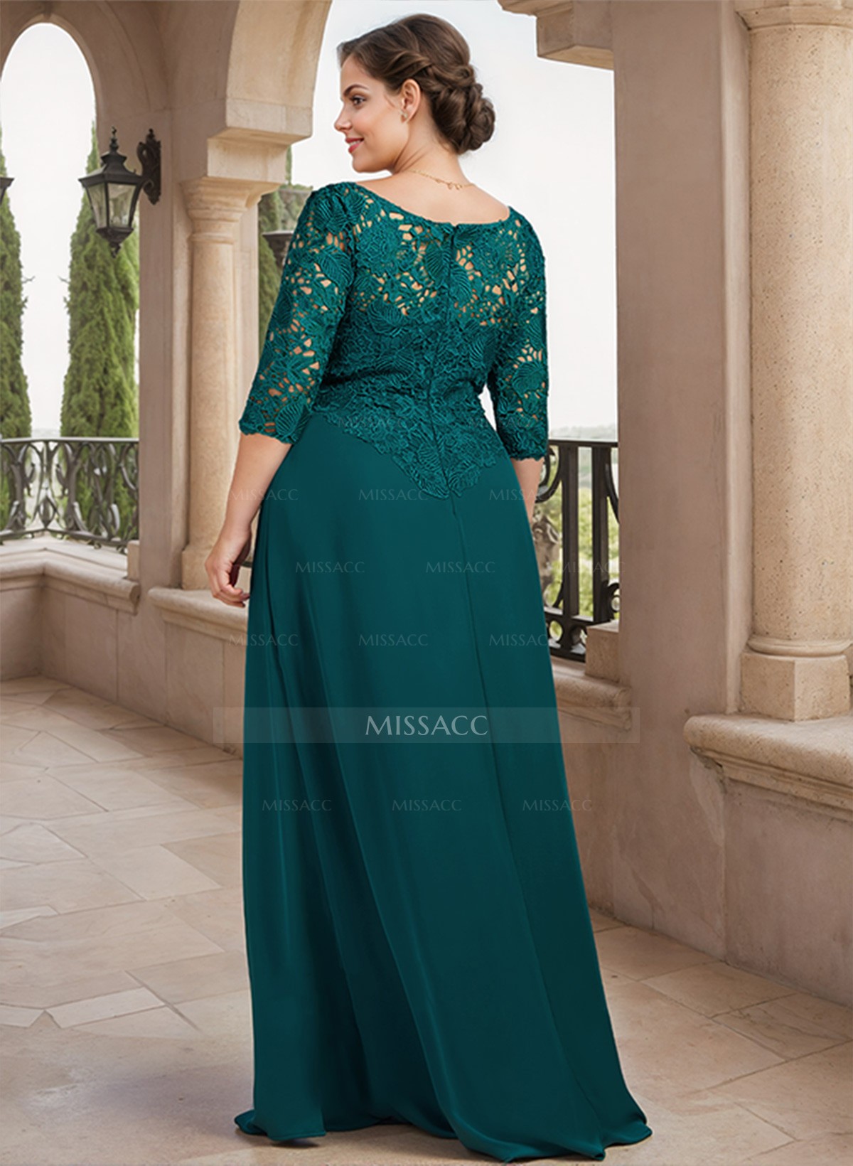 A-Line Scoop Neck Chiffon Mother Of The Bride Dresses With Appliques Lace