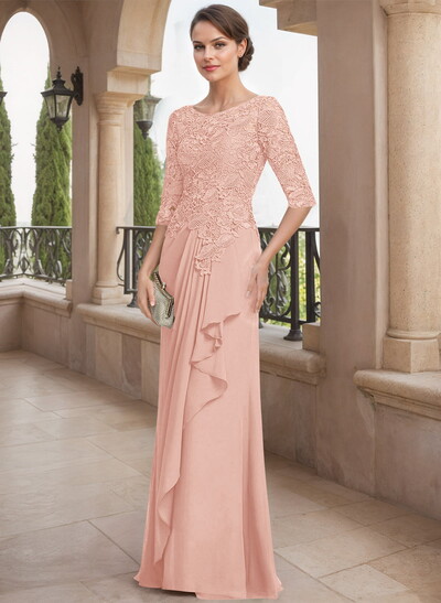 Scoop Neck Chiffon Mother Of The Bride Dresses With Appliques Lace