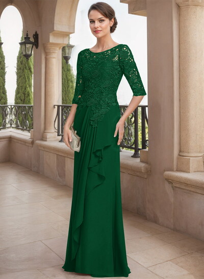 Scoop Neck Chiffon Mother Of The Bride Dresses With Appliques Lace