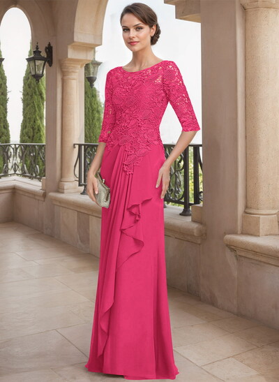 Scoop Neck Chiffon Mother Of The Bride Dresses With Appliques Lace