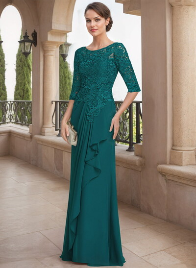 Scoop Neck Chiffon Mother Of The Bride Dresses With Appliques Lace